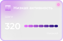 Диограмма в розовых цветах с изображением шагов за день